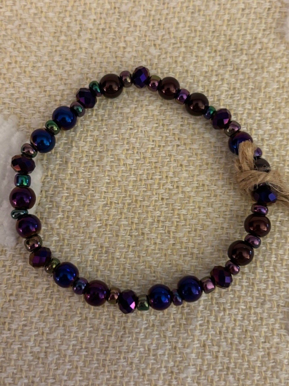 Iridescent Purple Sparkly Beaded Stretch Bracelet